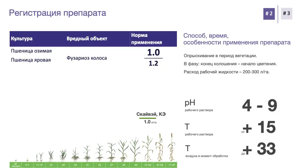 Слайд #8 Фунгицид Скайвэй - особенности применения