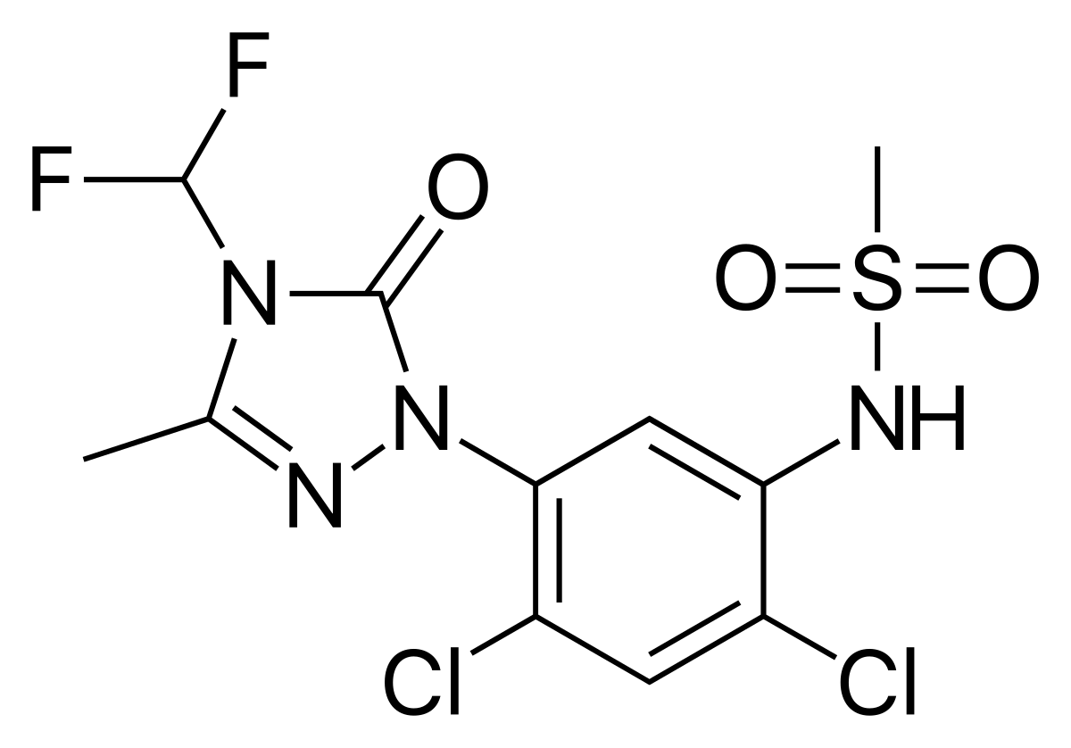 Формула молекулы Сульфентразон| Formula of active ingredient Sulfentrazone 