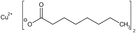 Формула молекулы Меди октаноат| Formula of active ingredient Copper octanoate 