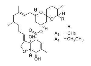 Формула молекулы Мильбемектин| Formula of active ingredient Milbemectin 