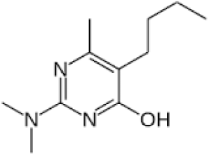 Формула молекулы Диметиримол| Formula of active ingredient Dimethirimol 