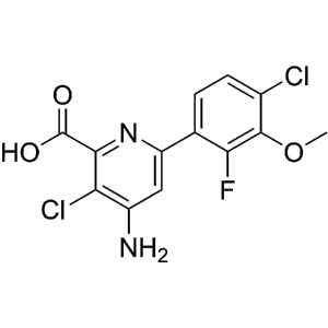Формула молекулы Галауксифен| Formula of active ingredient Halauxifen 