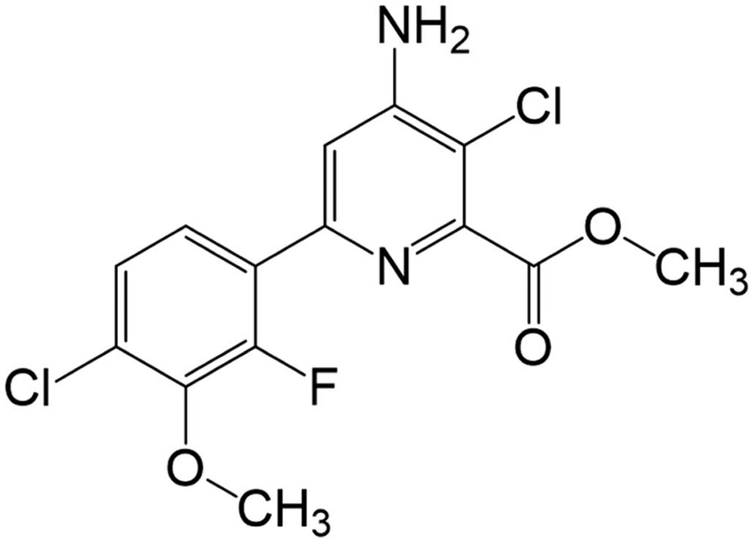 Формула молекулы Галауксифен-метил| Formula of active ingredient Halauxifen-methyl 